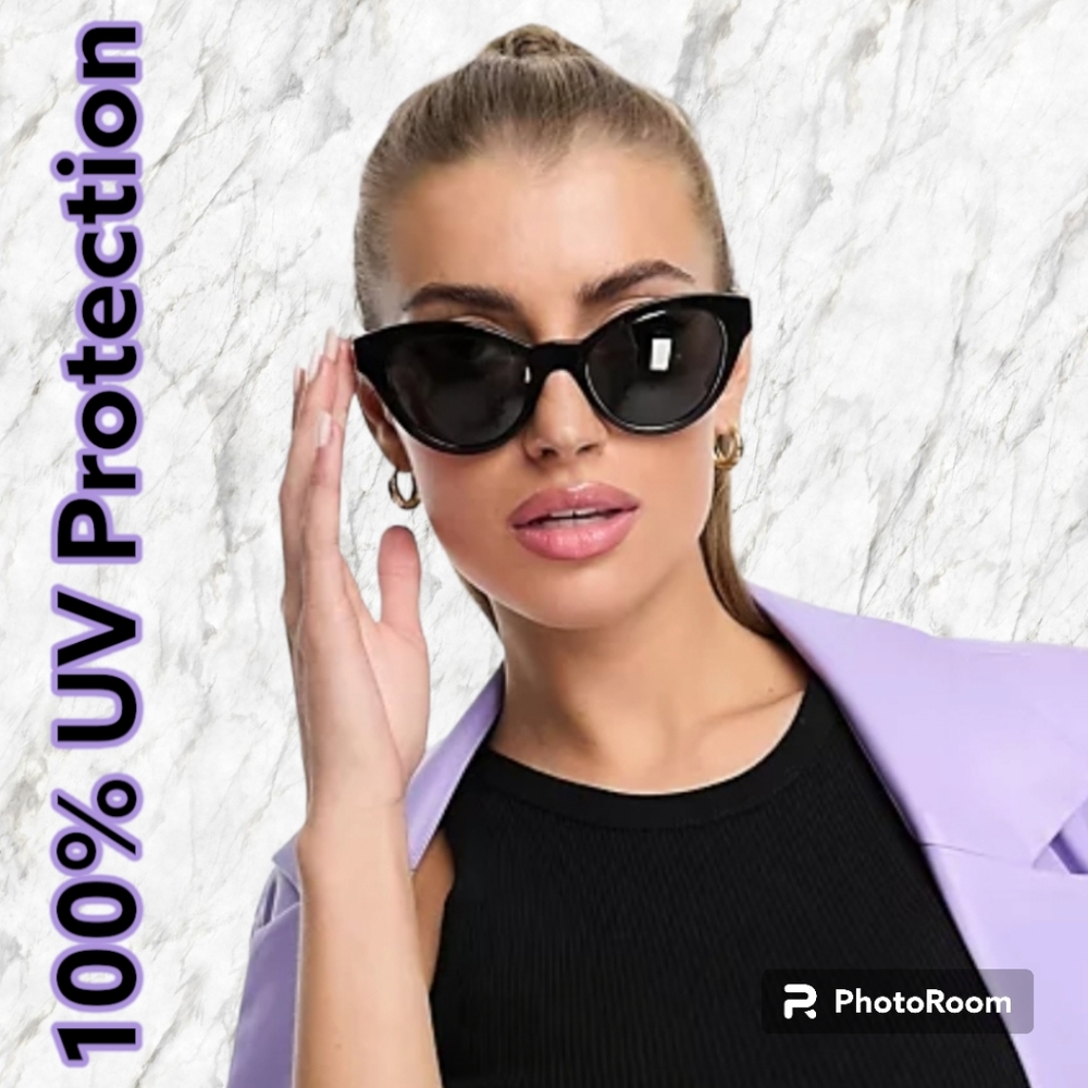 THE Cat's Meow Vintage Style Black Cat Eye Sunglasses 100% UV Protected